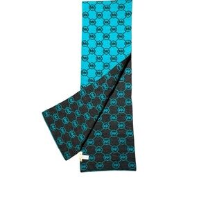 Michael Michael Kors Logo Monogram MK Knit Scarf 9.5 x 67 In Designer Reversible